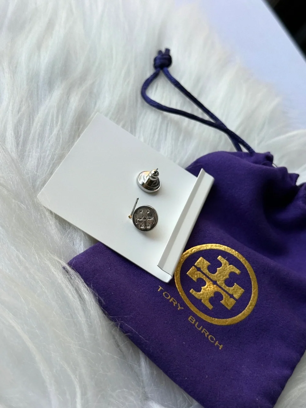 Tory Burch Gold and Silver Heart Stud Earrings New
